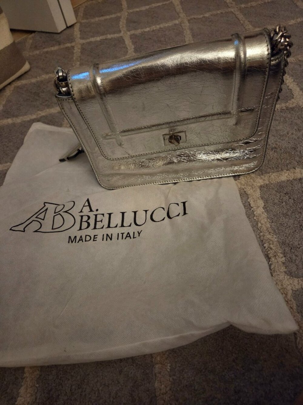 A. Bellucci Italian Silver Metallic Cross Body Purse